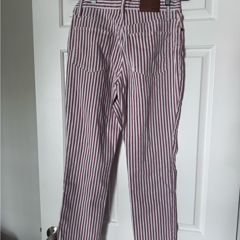 Madewell Red and White Ankle Cropped Jeans